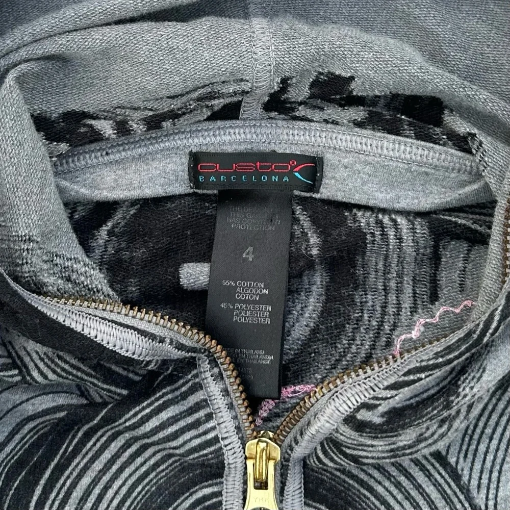 Custo Barcelona Full Zip Hoodie Gray Size Medium (4) Vintage Y2K Art AOP - Picture 3 of 6